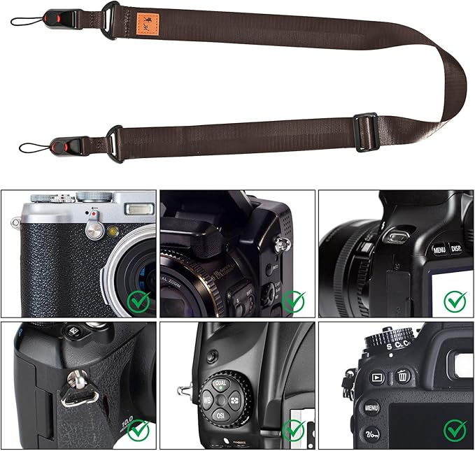 Yuenoks Camera Strap with Quick Release Buckles, Adjustable Camera Neck Strap 31.5-51 inch Shoulder Camera Strap Compatible with Nikon Canon Sony Olympus DSLR Camera-Brown