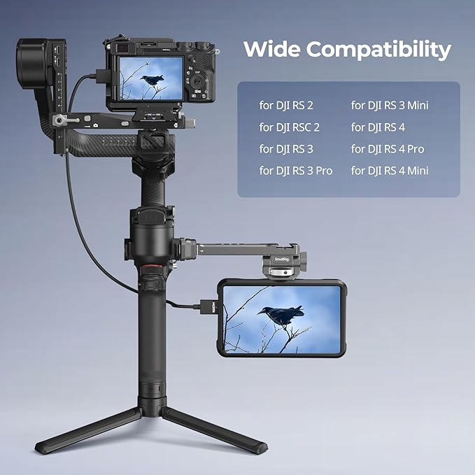SMALLRIG HawkLock Quick Release Adjustable Camera Monitor Mount, NATO Rail and Cold Shoe, Tilt 165° Adjustable, for DJI RS 5/RS 4 Mini/RS 4 Pro/RS 4 /RS 3 Mini/RS 3 Pro/RS 3 /RSC 2 /RS 2 Stabilizers