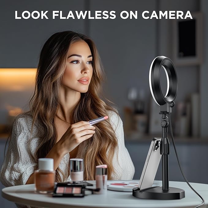 InnoGear Desk Ring Light with Stand, 60 LED 10W Overhead Portable Selfie Light Video Conference Lighting with Clip Camera Light for Monitor Laptop Computer Zoom Call Live Streaming Video Recording