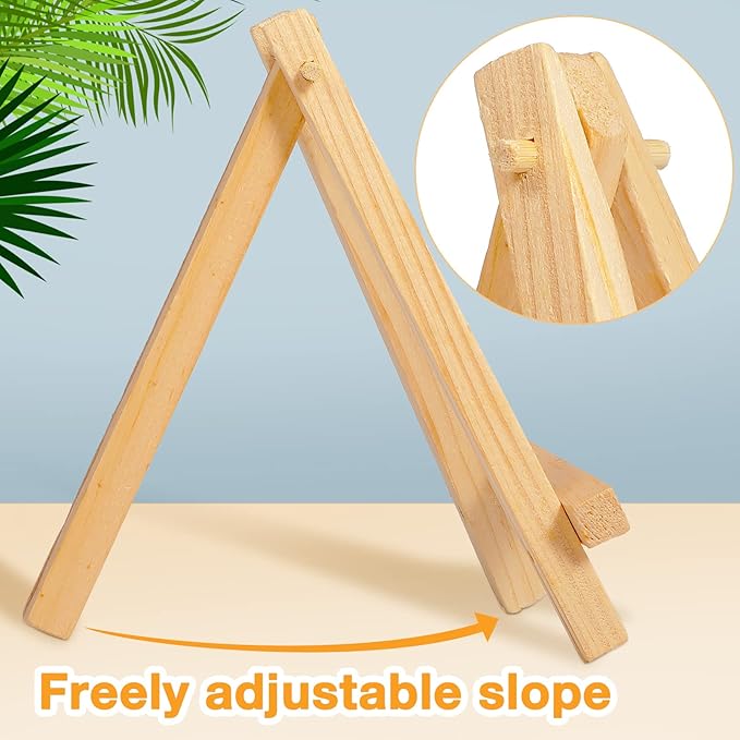 Thenshop 40 Pack 6 Inch Natural Wooden Mini Easel Stand Artist Mini Easels Bulk Wood Tabletop Small Canvas Stand for Painting Display Cards Photos Arts Crafts(Classic)