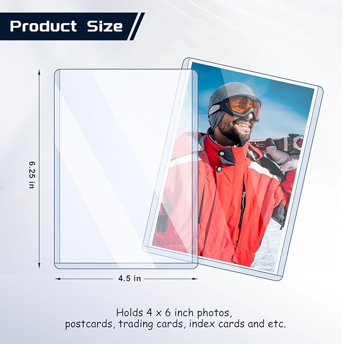 30 Pack Post Card Photo Top Loaders 4 x 6 Inches Hard Plastic Cards Sleeve Protectors Rigid Photo Plastic Sleeves for Trading Cards, Baseball Cards, Postcards