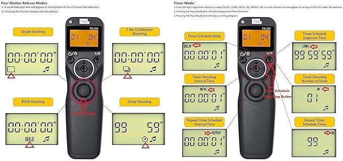 Pixel Timer Shutter Release TW283-N3 Wireless Remote Control for Canon 5D Mark III/ 5D Mark IV/ 5D 6D /7D Mark II/ 7D R5 R5C 50D 40D 30D D60 D30 1DX MARKII