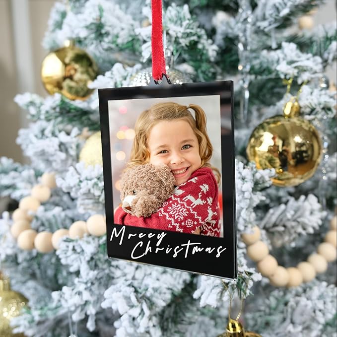 6 PCS Polaroid Film Photo Frame Ornaments 3.5 * 4.25inch Polaroid Picture Frame Display With Writing Space,Double-Sided instax mini Frame For Christmas Tree Decor, Hanging Mini Photo Frame Ornaments For Kids (Black)