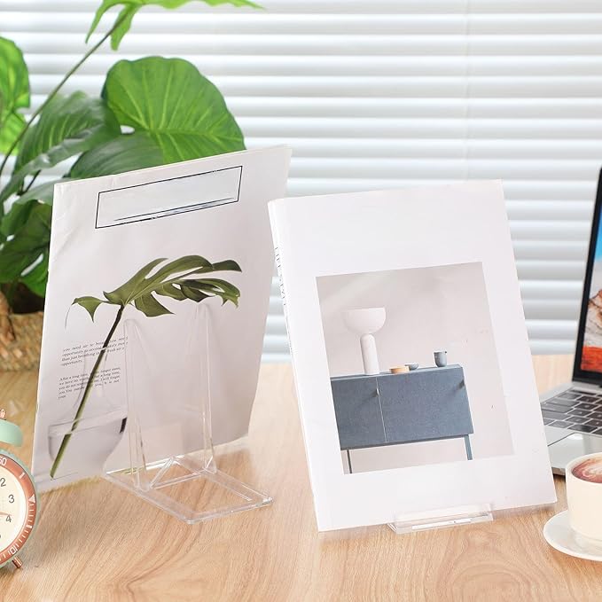 6 Pack 5.91 Inch Acrylic Book Stand for Display Adjustable Clear Display Holder Easel Collector Stand for Home Office Back to School Comic Album Cd Magazine Postcard Artworks