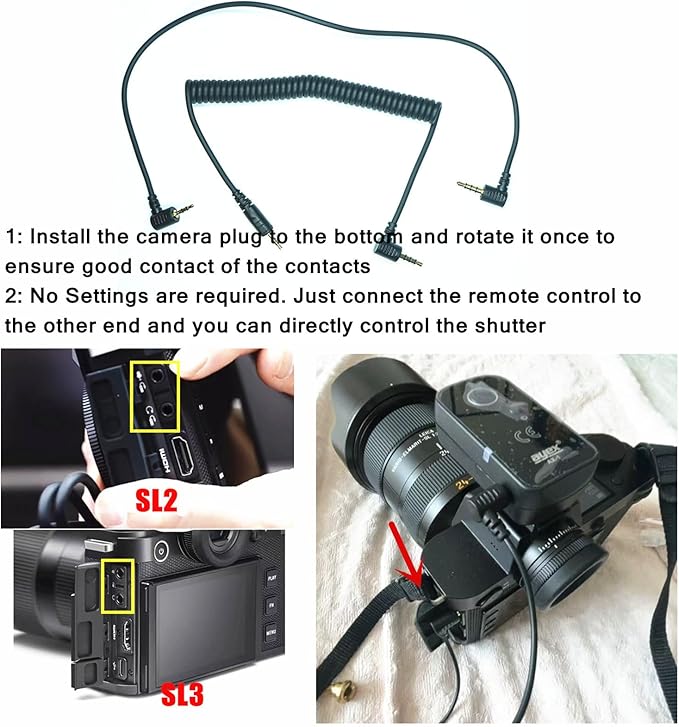 2.5MM-SL2 Shutter Release Cable is Suitable for Leica Camera SL2/SL2S/SL3/SL3S Focusing and Photography Cables It is Suitable for Connecting to Camera Remote Controls Such as JJC/Pixel 221/aodelan