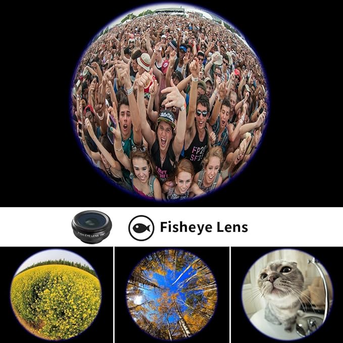 APEXEL 4 in 1 Phone Photography Kit, 18X Telephoto Lens, 198° Fisheye Lens, 15X Macro Lens, 0.63X Wide Angle Lens, Set with Flexible Phone Tripod, for iPhone Samsung Pixel