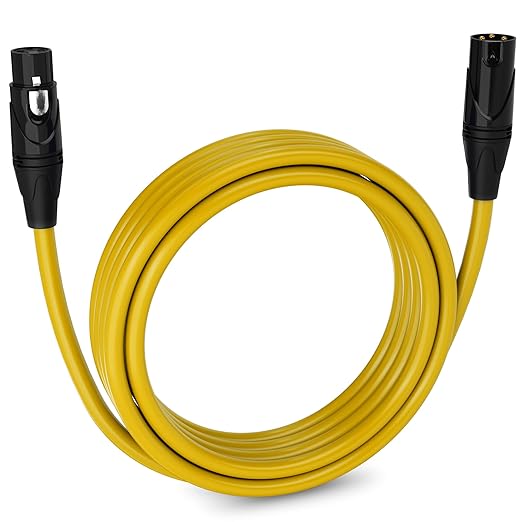 LyxPro 15 Feet XLR Microphone Cable Balanced Male to Female 3 Pin Mic Cord for Powered Speakers Audio Interface Professional Pro Audio Performance and Recording Devices - Yellow