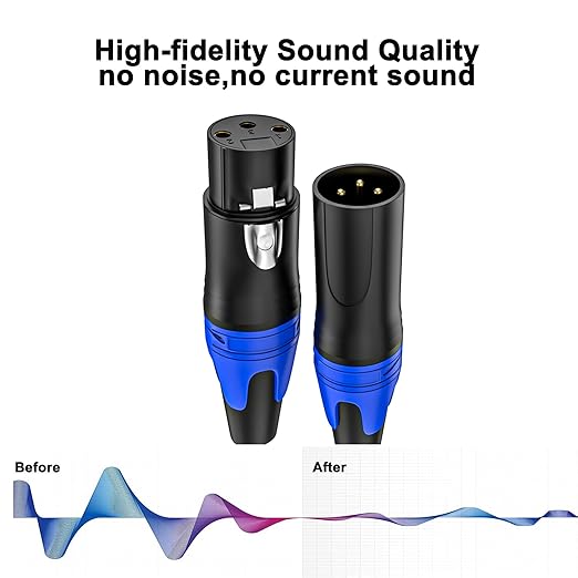 2 Pack, 10 FT XLR Male to Female Cable Professional Balanced Microphone Lead XLR Male to Female Cables, Extension Mic Cable Cord