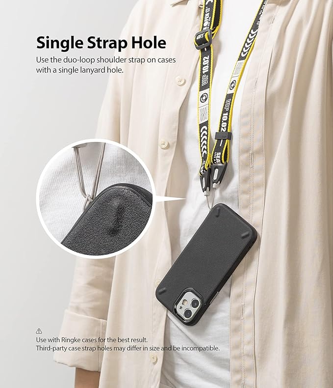 Ringke Shoulder Strap for Camera and Phone Strap, Designed for iPhone 17 Case, Adjustable Sturdy Universal Crossbody Lanyard - Ticket Band Black