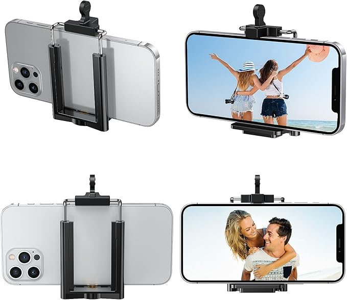 Tripod Phone Mount Holder - Adjustable Phone Holder Clip for Tripod iPhone Mount Adapter Cell Phone Clamp, Fits iPhone 16 15 14 13 12 Pro Max Galaxy S24 S23 Android Smartphones