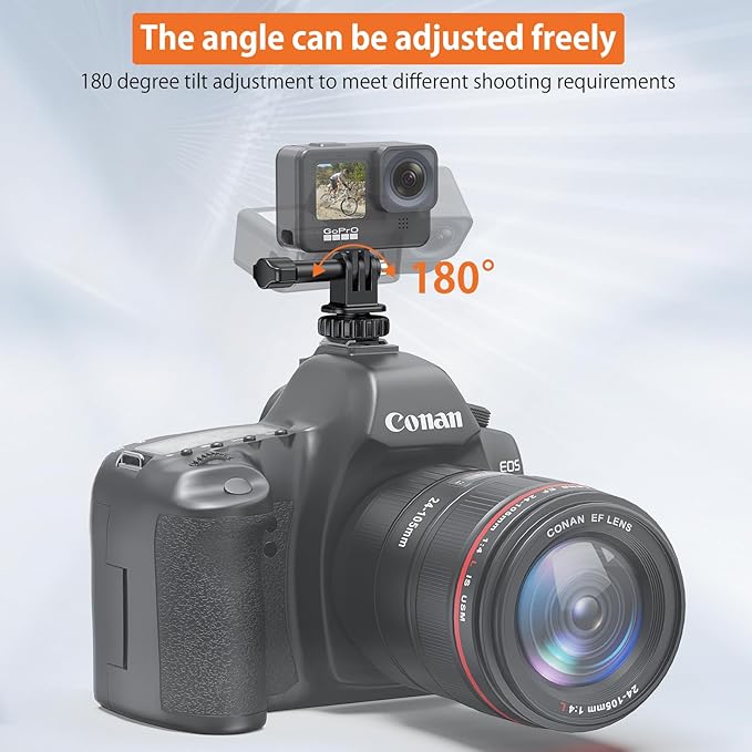 VRIG Hot Shoe Mount Adapter for GoPro Hero 13/12/11/10/9/8/7/6/5, DJI Osmo Action 6/5 Pro/ 4, AKASO Brave 8/7/6 Applicable for Tripod Selfie Stick Monopod and DSLR Camera