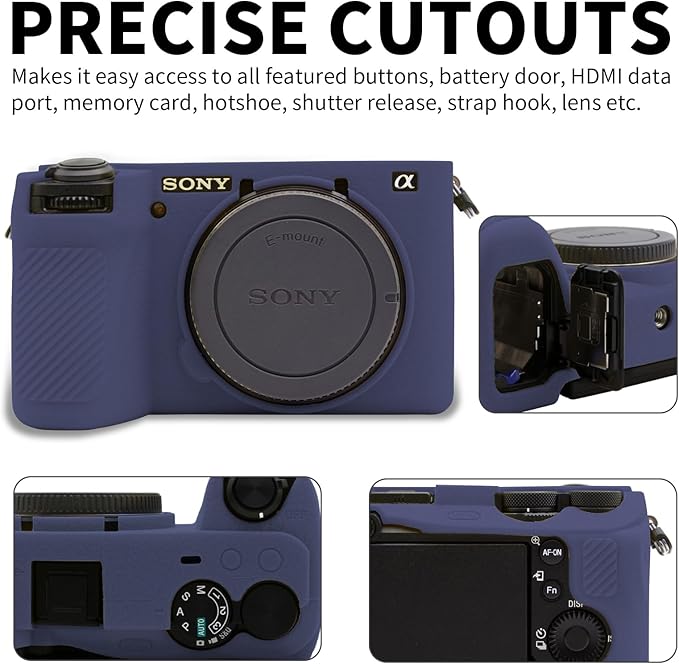 Easy Hood Camera Case for Sony Alpha 6700, Soft Silicone Protective Cover a6700 DSLR Camera Anti-Scratch Slim Fit Body Skin Protector Housing Sleeve for Sony A6700 Mirrorless Camera Blue