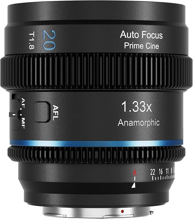 SIRUI 20mm T1.8 1.33X Anamorphic Lens, S35 Autofocus Lens for MFT Mount Cameras, GH5, GH6, GH7, G9/G9M2, OM1, OM5, EM5 (M4/3 Mount, Blue Flare)