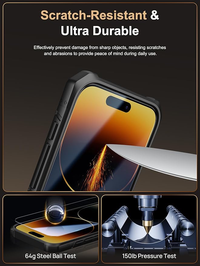 Vihibii for iPhone 14 Pro Max Case with [2X Screen Protector], Built-in Card Holder (4 Cards), [RFID Blocking] & Slide Camera Cover & Tempered Glass Films, Rugged Wallet Case for 14 Pro Max 5g, Black