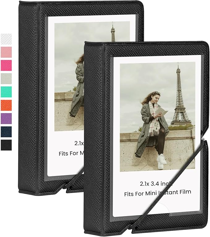 Lifting 2 Pack Mini Photo Album with 28 Pocket 2x3 Inch Pictures Fits for Fujifilm Instax Mini 7s 8 9 11 25 26 40 50s 90 Evo Z2300 Instant Camera, Polaroid Snap,Kpop Photocard Holder (Ink Black)