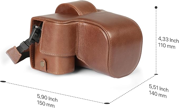 MegaGear Genuine Leather Camera Case for Fujifilm X-S20 (18-55mm) - Stylish and Protective Digital Photography Bag - Brown