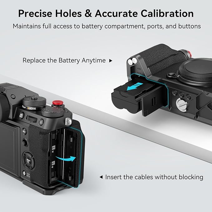 SmallRig X-T5 L-Shape Grip for FUJIFILM X-T5 Camera, Built-in Quick Release Plate for Arca, 1/4"-20 Holes, Ergonomic Silicone Handgrip, Shutter Button (Black) - 4260