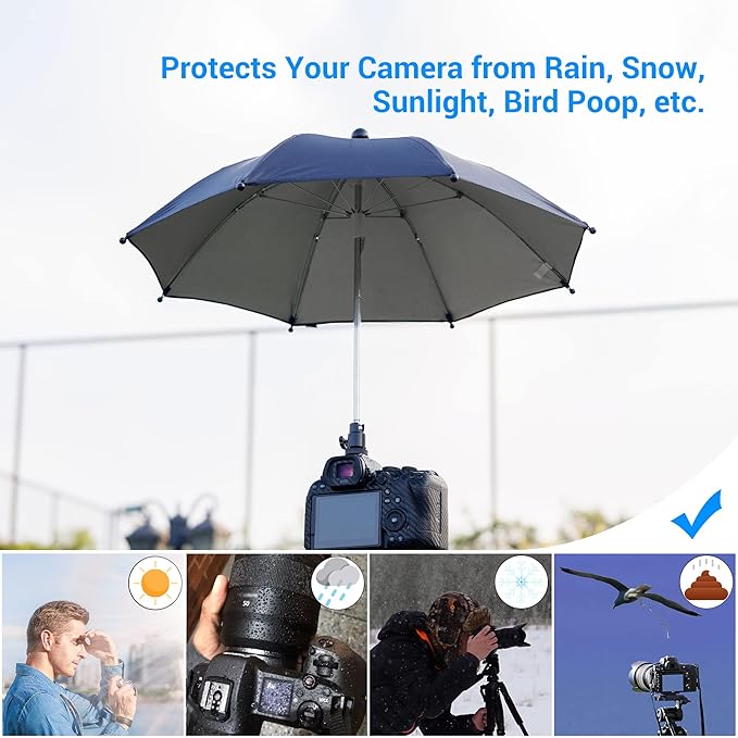DSLR Mirrorless Camera Hot Shoe Umbrella Rain Cover Protector Sunshade for Canon EOS R100 R50 R8 R7 R10 R3 R6 Mark II R5 C Rp R Rebel T8i T7 90D A7RV A7 IV A7S III II Z8 Z9 Z30 Z5 Z6 Z7II
