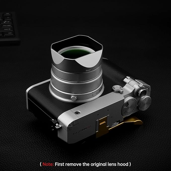 Haoge Metal Square Lens Hood for Fujifilm GFX100RF Camera Accessories Silver LH-GFXRF-IIS+Cap-GFXRF-IIS