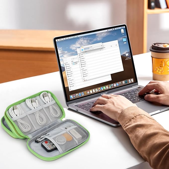 Skycase Electronic Organizer Travel Case - Waterproof Travel Cord Pouches for Organization, Cable Organizer, All-in-One Double Layers Storage Bag for Accessories, Charger, Cable,Light Green