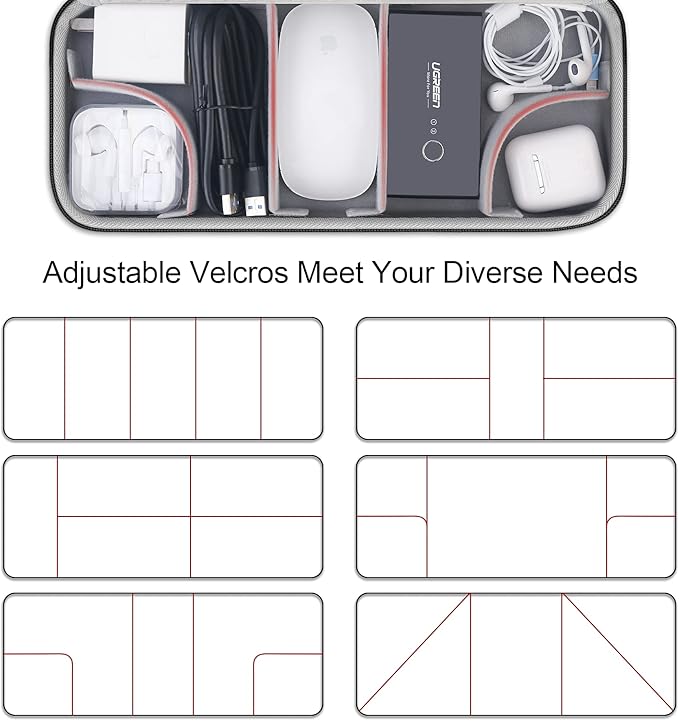 Hard Electronics Organizer, Universal Travel Cable Organizers, Large Electronic Accessories Storage Case Bag for Laptop Adapter, Cord, Charger, Plug, Hard Drive, Earphone, USB Hub, Black