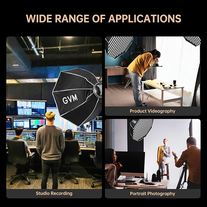 GVM Great Video Maker Lighting Soft Boxes Bowens Mount with Honeycomb Grid, Speedlight Umbrella Softbox Foldable with Carrying Bag for Studio Photography Speedlite Flash, 27