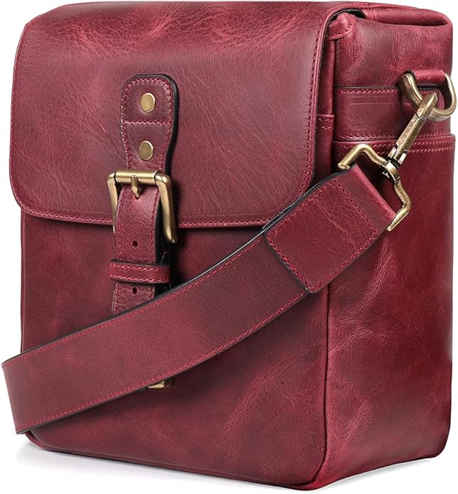 MegaGear Genuine Leather Camera Messenger Bag Mirrorless Portable electronic device cover