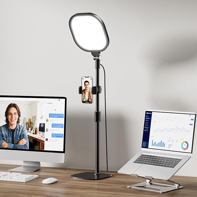 Video Conference Lighting for Zoom Meeting, Ring Light for Desk with Flexible Stand, 30 Light Modes Light for Video Recording, Desk Light & Memory Function for Zoom Calls, Video Streaming, Webcam