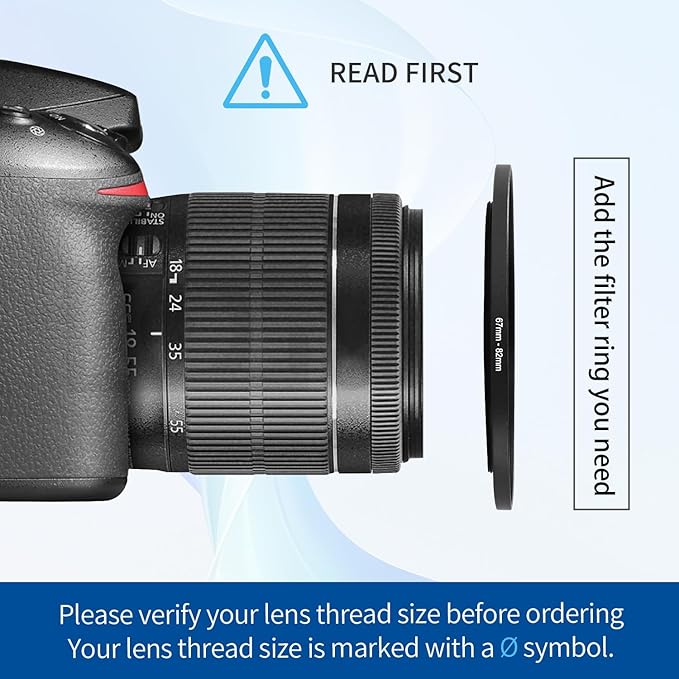 67-82mm Step-Up Ring Adapter, 67mm to 82mm Step Up Filter Ring for 67mm Lens Mount 82mm for DSLR Lenses and ND UV CPL IR Filters （67-82mm）