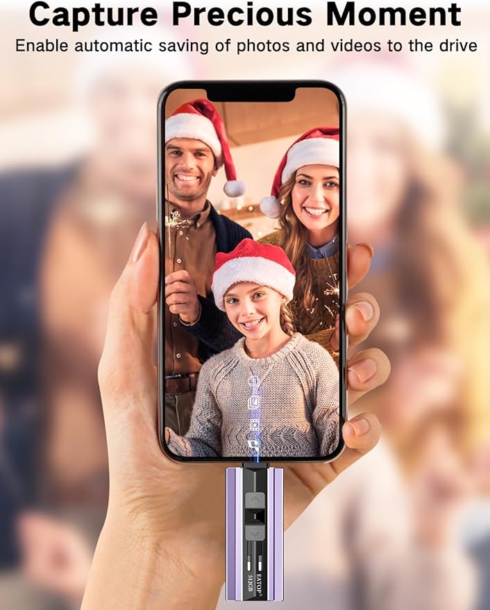 EATOP 512GB Flash Drive Intended for Phone Tablet Androidphone and Computers, 4 in 1 Photo Stick for Phone Memory Storage Easily Backup Photos Videos, Plug and Play, No App Required (Light Purple)
