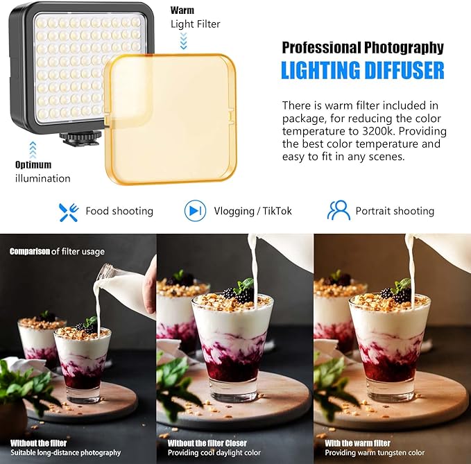 Mettlelite VL80 LED Video Light Kit Portable Continuous on Camera Photography Lighting Ultra Bright with Mini Tripod & Color Filters for Streaming Video Conferencing Gaming TikTok Vlogging