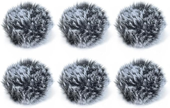 Cubilux Wind Muff (Dead cat) for Lavalier Lapel Microphone, Outdoor Furry Windscreen, Windshield, Windjammer for Mini MIC, 6-Pack