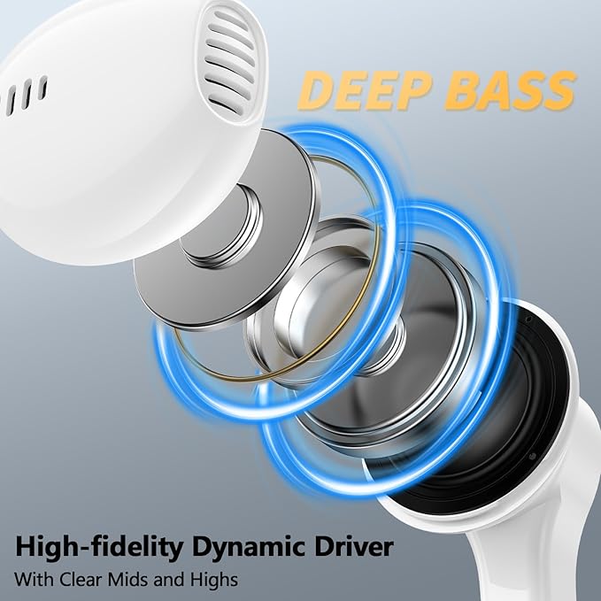 iMangoo for Apple/Android Wired Headphones USB C Earbuds HiFi Sound Earphones with DAC Chip with Microphone for iPhone 17 Air 16 15 Pro Max, Type C Ear Buds USBC Headset for Samsung S26 S25 S24 White