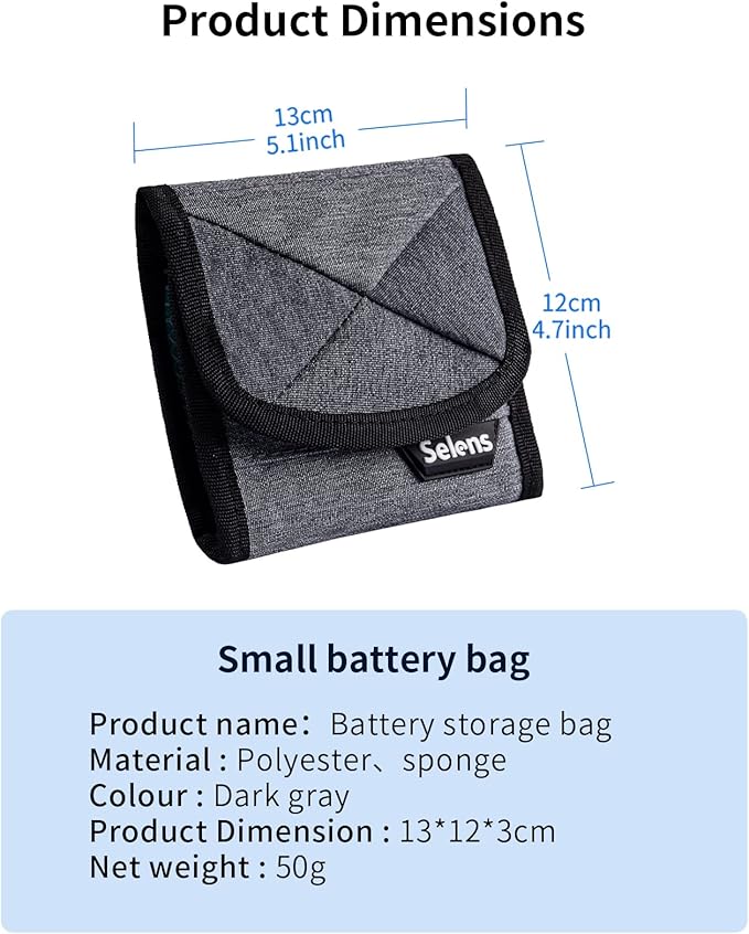 Selens DSLR Battery Case - Pouch for NP-FZ100, LP-E6, AA, LP-E8, LP-E10, LP-E12, EN-EL14, EN-EL15, NP-FW50, NP-F550, NP-FM500H Batteries