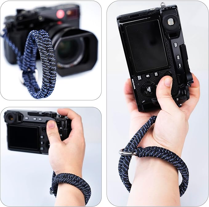 Qiang Ni Camera Wrist Strap - Paracord Quick Release Camera Hand Strap Wrist Lanyard for DSLR or Mirrorless Camera - Blue