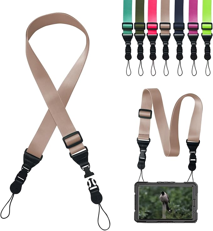Adjustable Shoulder Strap:Comfortable iPad Strap Nylon Neck Lanyard for iPad/Samsung Tablet Case,Camera Binocular Crossbody Laptop Luggage Bag(Gold)