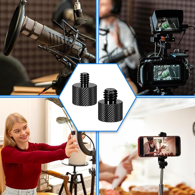 3/8 to 1/4 Camera Screw Adapter Thread 4 Pcs Aluminum Alloy 1/4 Female to 3/8 Male Camera Tripod Adapter for Cameras, Mount, Monitor