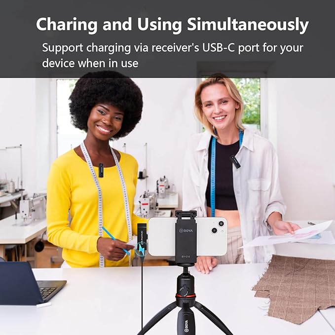 Saramonic Wireless Lavalier Microphone for iPhone,MFi Certified, Plug Play Noise Cancelling Lapel Mic with 196ft Transmission,10H Working Time,Cordless Clip on Mic for Video Recording Live Streaming