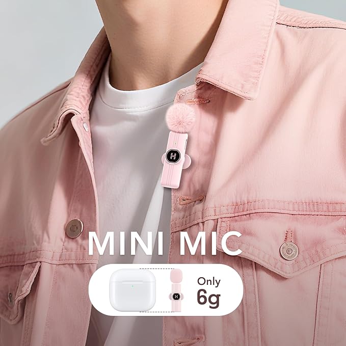 Mini Wireless Lavalier Microphone for iPhone 15 16, iOS and Android Devices - USB C Noise Reduction Lapel Mic for Recording, Clip Omni Lav Mic Microfono for Video Recording, Tiktok, Youtube, Vlog