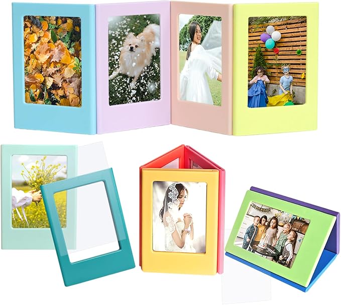 JOYZO 2x3 Magnetic Picture Frames, 12 Pack Mini Frames with Clear Front Covers for Instax Mini Films, for Polaroid Instax 12 11 41 90 SE EVO Photo Desktop Refrigerator Display