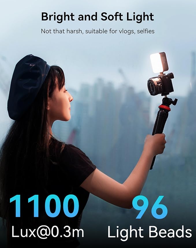 SmallRig P96 LED Video Light, Portable Camera Lights, 96 LED Beads for Photography Video Lighting, Rechargeable 2200mAh CRI 95+ 2700-6500K w 3 Cold Shoe