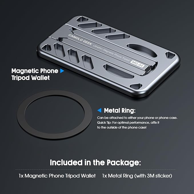 Magnetic Phone Tripod Stand Selfie Stick, MG-04 Foldable Lightweight Portable Travel Mount Holder, Compatible with MagSafe for iPhone 17 16 15 14 13 12 (No Card Slot)