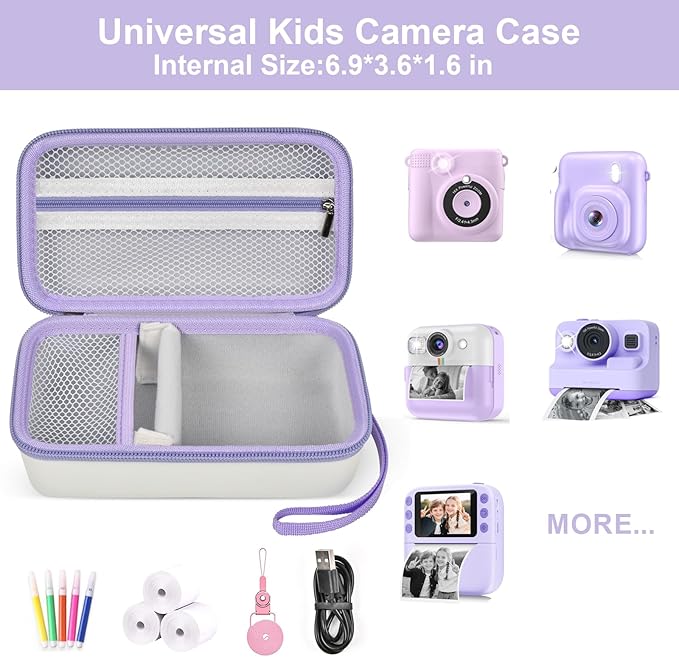 Grapsa Case Compatible with ESOXOFFORE for Dylanto for Anchioo for WEEFUN for GKTZ for Amzelas for Mafiti Instant Print Camera for Kids, Film Camera Storage Holder Organizer Bag (Box Only)- White