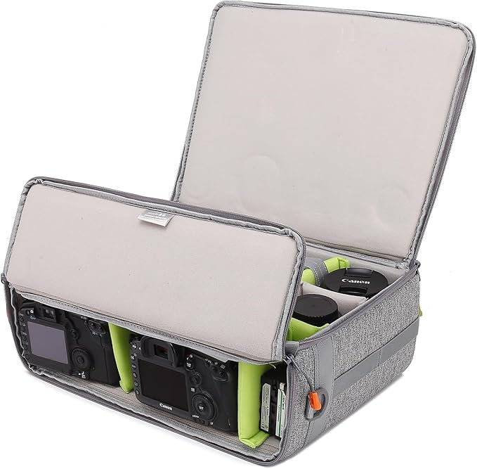 Camera Insert Bag,Shockproof &Pressure-proof Dual Opening Padded Camera Lens Cube Case Backpack,Digital DSLR SLR Mirrorless Cameras Accessories Storage Pouch for Canon,Nikon,Sony,Panasonic(L)