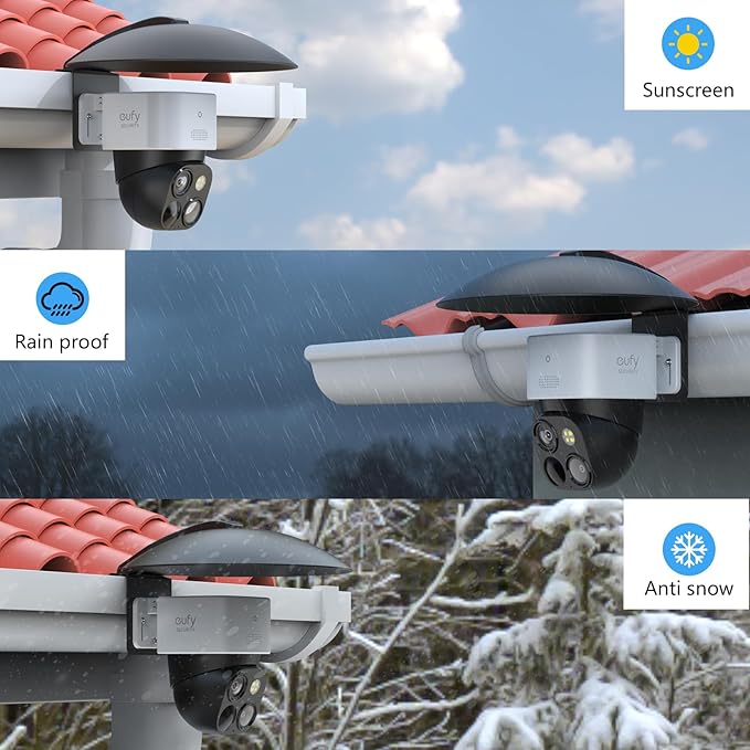 Koroao Universal Waterproof Outdoor Sun Rain Shade Shield Cover with Gutter Mount Bracket Compatible with eufy,AOSU,Reolink,TP-Link Tapo,SEHMUA,Cinnado and All 1/4'' Thread Security Camera (Black)