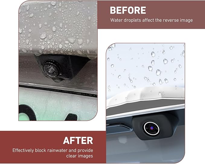 Car Rear View Backup Camera Cover, Soft Silicone Anti-Rain Car Backup Camera Rain Shield, Waterproof Auto Back Up Cameras Rain Cover with Wider Design, Universal for Most Cars(White)