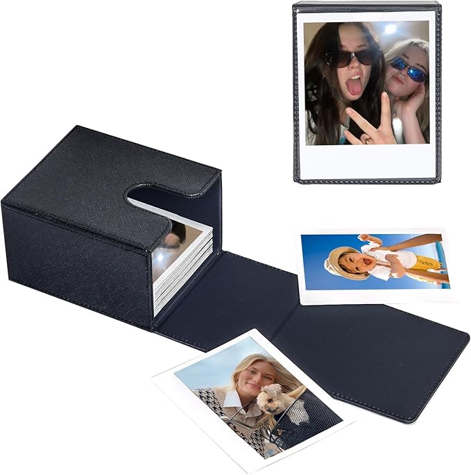 WOGOZAN Picture Holder Case for Polaroid 600/I-Type/NOW/OneStep/Fujifilm Instax Wide/Wide EVO/Wide 400/300/210 Instant Camera Films Vertical Photo Protection Case Can Hold 50+ Films (Only One) - Black