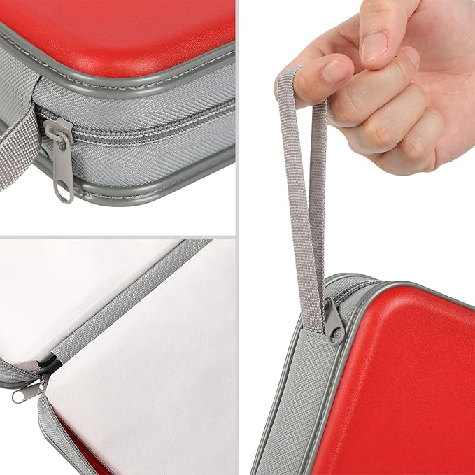 alavisxf xx CD Case, 96 Capacity Hard Plastic CD Holder Protective DVD Disc Storage Case Holder Portable Zipper CD DVD Organizer Storage Wallet for Car Home Travel (96 Capacity, Red)