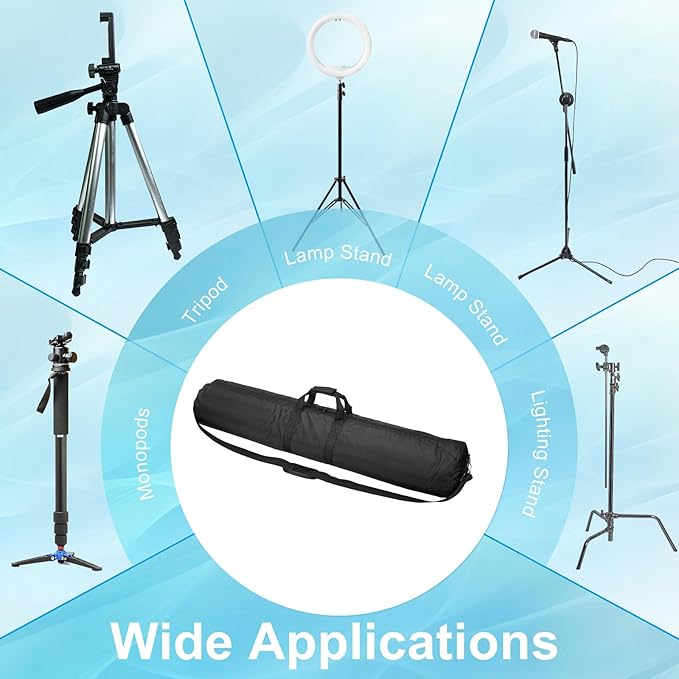 PATIKIL Tripod Carrying Case, 47.2" x 7.9" Heavy Duty Nylon Padded Tripod Bag with Adjustable Shoulder Straps and Handles for Light Stands Umbrellas Tripods Mic Speaker Stand, Black