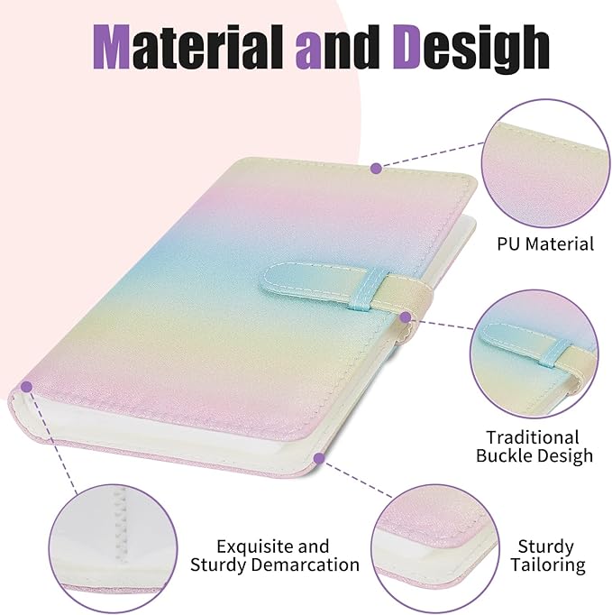 Riosin 108 Pockets Mini Album Compatible with Fujifilm Instax Mini film, Suitable for Instax Mini 12/11/7+/9/Evo/Link 2, 2x3" Photo Album for Canon ivy 2 Kpop Photocard (Shining Rainbow)